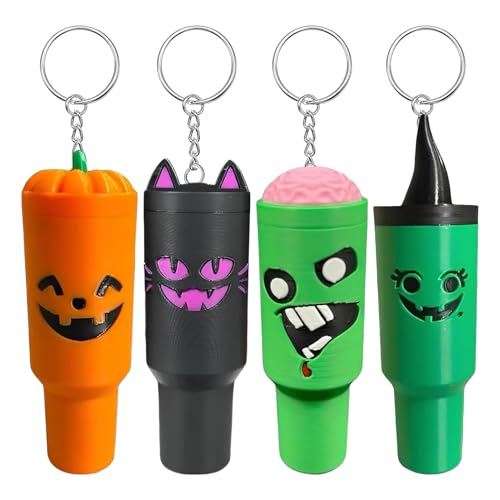 shpuuyy Halloween Handtaschenanhänger, 4 Stück Wendbarer Rucksack Schlüsselanhänger, Schlüsselring Für Handtasche Schulrucksack Party Camping Reisen Sport Picknick von shpuuyy