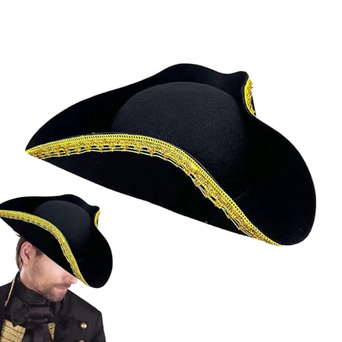 shpuuyy Piratenhut | Piraten Maskeradehut Mit Goldener Verzierung,Leichtes Kostümzubehör Für Halloween Erwachsene Rollenspiel Cosplay Convention von shpuuyy