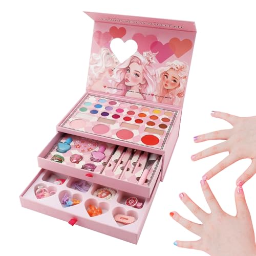 shpuuyy Schmink-Set Für Kleine Mädchen - Kinder Make-up Spielset | Pädagogisches Kinderschmink-Set Für Prinzessinnen-Party Geburtstag Bühnenauftritt von shpuuyy