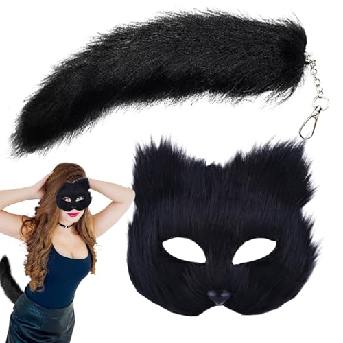 shpuuyy Tier-Cosplay-Maskerade, Tier-Maskerade und Schwanz-Set,Tierschwanz-Set | Rollenspiel-Tier-Outfit-Kostüm für Damen-Karneval shpuuyy Tier-Cosplay-Maskerade, Tier-Maskerade und Schwanz-Set,Tierschwanz-Set | Rollenspiel-Tier-Outfit-Kostüm für Damen-Karneval von shpuuyy