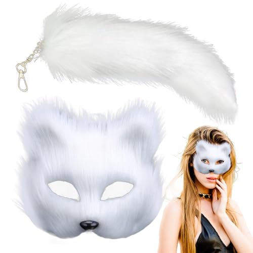 shpuuyy Tier-Cosplay-Maskerade, Tier-Maskerade und Schwanz-Set | Cosplay-Tierkostüm-Set für Mädchen,Halbpelzige Tier-Gesichtsbedeckung für Versammlungspartys shpuuyy Tier-Cosplay-Maskerade, Tier-Maskerade und Schwanz-Set | Cosplay-Tierkostüm-Set für Mädchen,Halbpelzige Tier-Gesichtsbedeckung für Versammlungspartys von shpuuyy