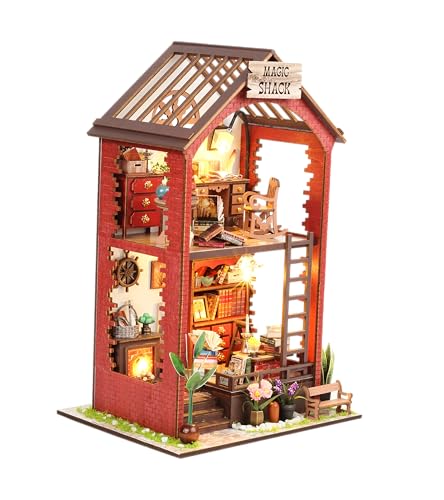 shrike Book Nook- DIY Puppenhaus, Booknook Kit, Miniatur Haus Selber Baue Bausatz mit LED, 3D Holz Puzzle Buchstütze Bücherregal einfügen Dekor für Erwachsene(Bookstore) von shrike