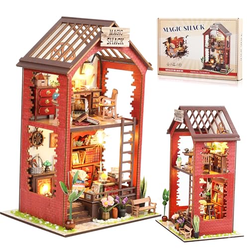 shrike Book Nook- DIY Puppenhaus, Booknook Kit, Miniatur Haus Selber Baue Bausatz mit LED, 3D Holz Puzzle Buchstütze Bücherregal einfügen Dekor für Erwachsene(Bookstore) von shrike