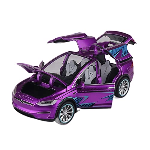 shuishuicui 1/20 Für Tesla Model Zinklegierung Automodell Sound Und Licht Zurückziehen Lenkung Spielzeugauto(Purple) von shuishuicui