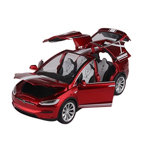 shuishuicui 1/20 Für Tesla Model Zinklegierung Automodell Sound Und Licht Zurückziehen Lenkung Spielzeugauto(Rot) von shuishuicui