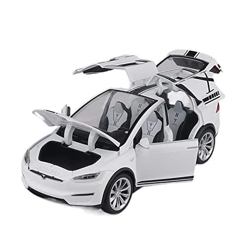 shuishuicui 1/20 Für Tesla Model Zinklegierung Automodell Sound Und Licht Zurückziehen Lenkung Spielzeugauto(White) von shuishuicui