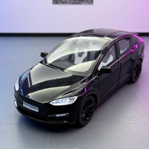 shuishuicui 1/24 für Tesla ModeX Legierung Auto Modell Spielzeug Sammlung Männer Jungen 21CM Dekoration Schreibtisch Graduierung Gedenk(Black) von shuishuicui