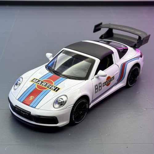 shuishuicui 1/32 für Porsche Martini Automodell Legierung Sportwagen Cabrio Edition Spielzeug Jungen Dekoriert Schreibtisch Sammlung Gedenk 15CM(White) von shuishuicui