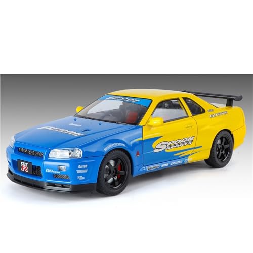 shuishuicui 1 18 für Nissan GT-R Skyline Pull Edition Legierung Auto Modell Sammlung Spielzeug 10 Zoll Schreibtisch Dekoration Memorial Männer(Blue) von shuishuicui