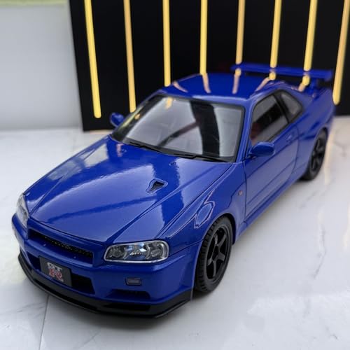 shuishuicui 1 18 für Nissan GTR-34 Street Car Edition Automodell Legierungsspielzeug 10 Zoll Dekorativer Schreibtisch Für Jungen Und Mädchen Gedenksammlung(Blue) von shuishuicui