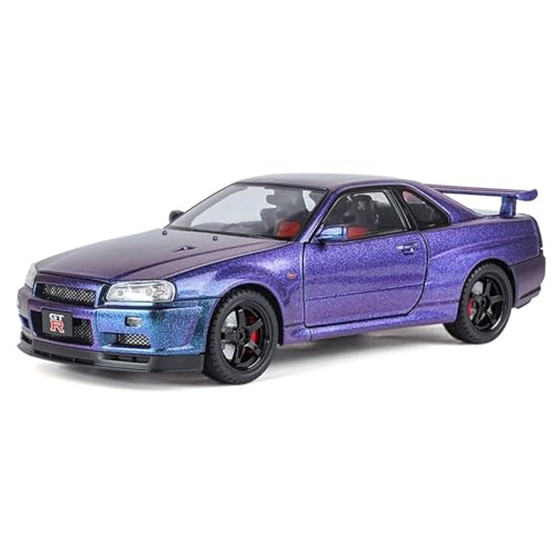 shuishuicui 1 18 für Nissan GTR-34 Street Car Edition Automodell Legierungsspielzeug 10 Zoll Dekorativer Schreibtisch Für Jungen Und Mädchen Gedenksammlung(Purple) von shuishuicui