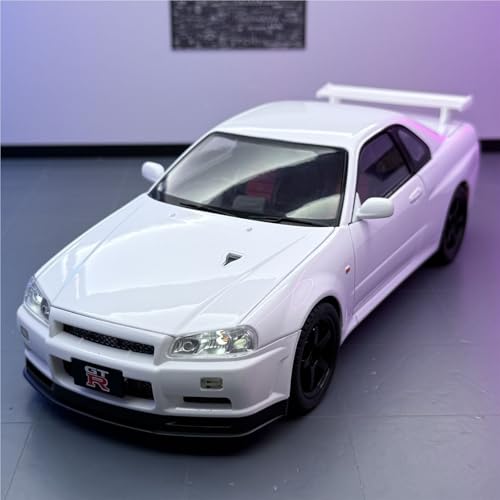 shuishuicui 1 18 für Nissan GTR-34 Street Car Edition Automodell Legierungsspielzeug 10 Zoll Dekorativer Schreibtisch Für Jungen Und Mädchen Gedenksammlung(White) von shuishuicui