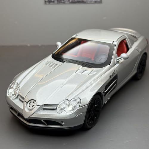 shuishuicui 1 24 für Mercedes SLR Sportwagen Legierung Automodell Spielzeugsammlung Gedenk 20CM Dekorierter Schreibtisch für Männer und Jungen(Silver) von shuishuicui