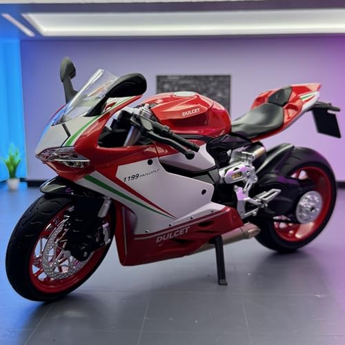 shuishuicui 1 9 für Ducati 1199 Legierung Motorrad Modell Lokomotive 9 Zoll Dekorative Schreibtisch Jungen Männer Spielzeug Sammlung Geschenk(White) von shuishuicui
