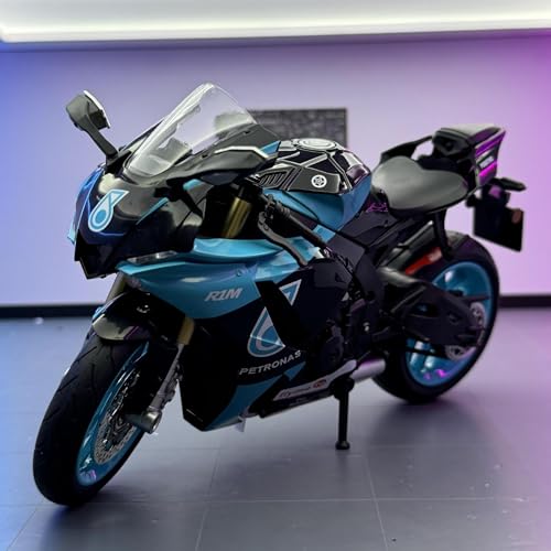 shuishuicui 1 9 für Yamaha R1M Legierung Lokomotive Motorrad Modell Spielzeug Dekoration Schreibtisch 26CM Blau Sammlung Junge Spielzeug Geschenk von shuishuicui