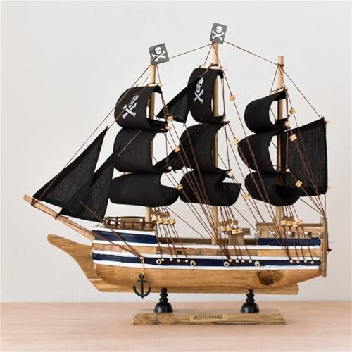 shuishuicui 32cm Segelboot Modell Piratenschiff Spielzeug Holzhandwerk Handwerk Kinderzimmer Büro Männer und Frauen Geburtstagsdekoration von shuishuicui