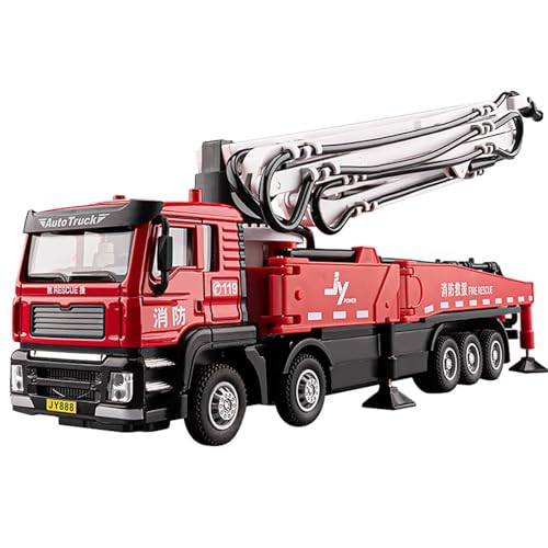 shuishuicui Druckgussautomodell im Maßstab 1:50, Feuerwehrauto, technisches Fahrzeugspielzeug, 12 Zoll, dekorative Wasserschießfunktion(Red) von shuishuicui