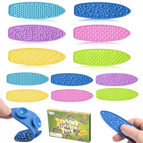 Sensorische Streifen, Fidget-Spielzeug für Kinder und Erwachsene, strukturierte Saugkraft, taktiles sensorisches Spielzeug für Kinder, 12 Stück, ruhige Streifen für Angstaufkleber, Fidget-Artikel für Sensorische Streifen, Fidget-Spielzeug für Kinder und Erwachsene, strukturierte Saugkraft, taktiles sensorisches Spielzeug für Kinder, 12 Stück, ruhige Streifen für Angstaufkleber, Fidget-Artikel für von sicyeast