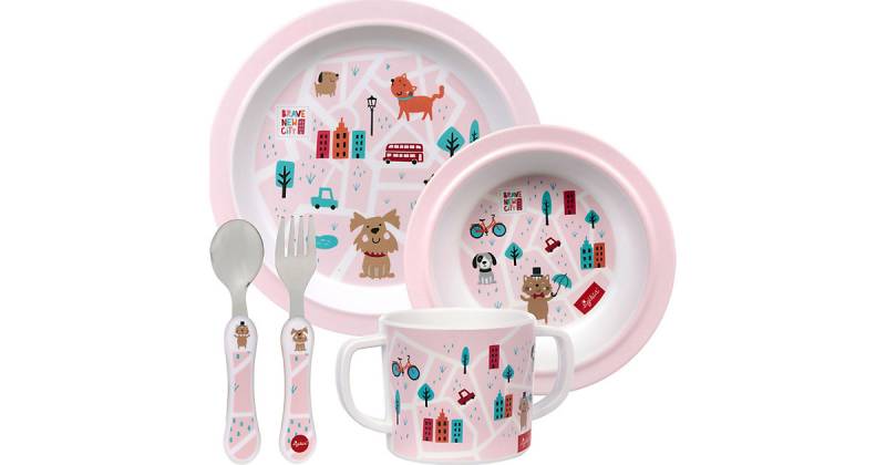 Kindergeschirrset Melamin, pink in Geschenkbox (25245) rosa von sigikid