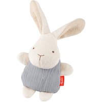 Sigikid 31266 - Knister-Greifling Hase mit Rassel, weiß/grau, 15 cm, Musselin/Teddystoff, sigibaby von sigikid