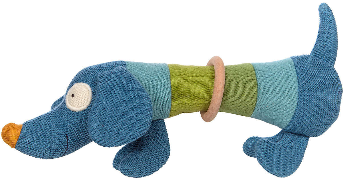 Strick-Greifling Hund (39376) blau/grün von sigikid