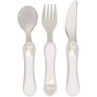 sigikid 25402 - Besteck-Set Hase Vanilla, 3-teilig, Kinderbesteck von sigikid
