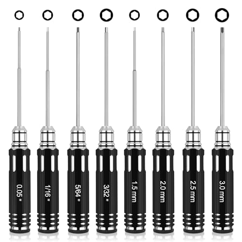RC Werkzeugsatz, 8PCS RC Sechskant Schraubendreher Set mit 3/23,5/64,1/16,0.05,1.5/2.0/2.5/3.0mm Sechskant Präzisionsschraubendreher Passend für 1/10 1/12 Traxxas RC Modellauto Helikopter Drohne RC Werkzeugsatz, 8PCS RC Sechskant Schraubendreher Set mit 3/23,5/64,1/16,0.05,1.5/2.0/2.5/3.0mm Sechskant Präzisionsschraubendreher Passend für 1/10 1/12 Traxxas RC Modellauto Helikopter Drohne von sikkeby