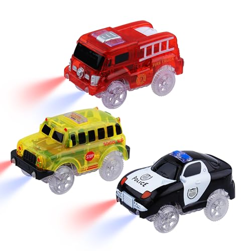 Tracks Autos Magie, 3-Pack Track Zubehör Autos Kinder pädagogisches Puzzle Track Auto Spiel Set für 3 4 5 6 7 Jahre alte Kinder Jungen Mädchen Versorgung mit den meisten Rennwagen Track von sikkeby