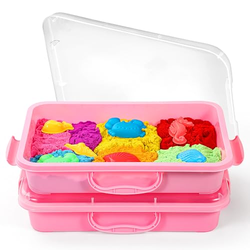 Sandkasten Sensory Bin mit Deckel und Griff, Portable Sensory Sandbox Container für Kinder, Kunststoff Aktivität Tray für Kleinkinder - (2 Stück rosa) Sandkasten Sensory Bin mit Deckel und Griff, Portable Sensory Sandbox Container für Kinder, Kunststoff Aktivität Tray für Kleinkinder - (2 Stück rosa) von sikmcle