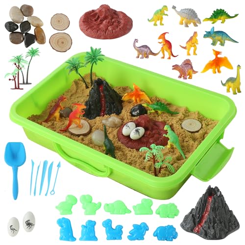 sikmcle Dinosaurier wonder sand set Spielzeug für Kinder-Dinosaurier SpielzeBug und spielen Sand Kit für Jungen, Sensory Bin Füller und Kleinkind Aktivitäten für Jungen und Mädchen im Alter von 3-6+ von sikmcle