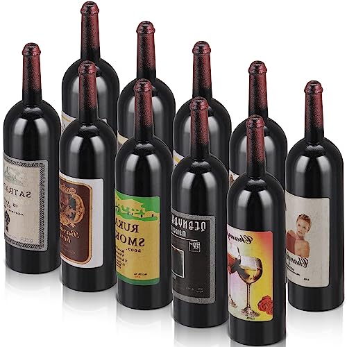 simarro Puppenhaus Weinflaschen Champagnerflaschen, 10 Stück Miniatur Rotweinflaschen Mini Getränkeflaschen Modell Schaufensterauslage für Puppenhaus Dekorationen von simarro