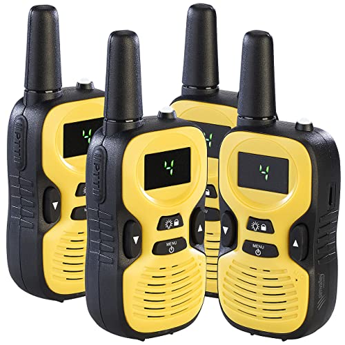 simvalley Communications PMR-Funkgeräte-Sets: 4er-Set Walkie-Talkie-Funkgeräte, 8 Kanälen, 446 MHz, 2 km Reichweite (UHF-Sprech-Funkgerät, Fahrrad Walkie Talkies, Überwachung) von simvalley