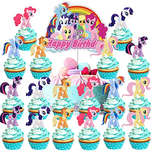 Tortendeko Geburtstag - 25 Stück Geburtstagsdeko My Little Pony Cupcake Toppers Kuchen-Toppers Für Kinder Party Geburtstag Kuchen Dekoration Party Supplies Dekor Gefälligkeiten von simyron