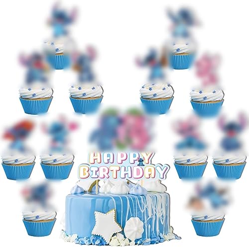 simyron Cartoon Cake Topper 25PCS Cupcake Toppers Kuchen Toppers Birthday Party Dekorationen Cartoon Themen Geburtstagsparty Zubehör Party Dekoration für Kinder von simyron