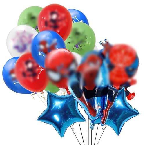 simyron Spiddermann Kindergeburtstag Deko, 17 Pcs Spiddermann Luftballons Spiddermann Luftballons Party Dekoration Kit Spiddermann Folien Ballon Geburtstag Spiddermann Latex Balloons von simyron