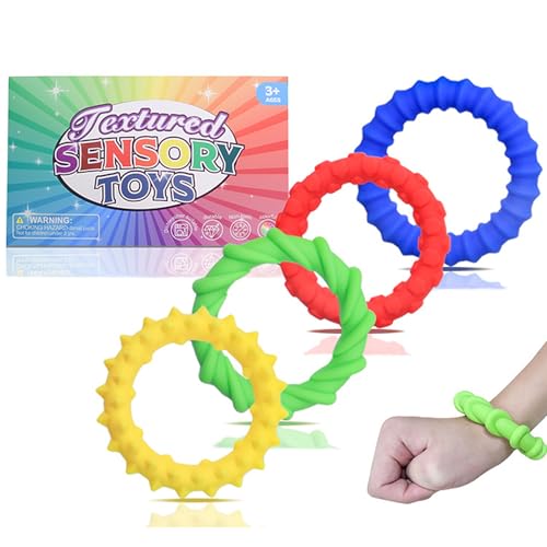 4 Stück Sensory Fidget Toys, Fidegt Toys Sensorischen Armbänder, Wristband Fidget Dekompression Spielzeug zur Stressabbau und Angstlinderung, ADHS Spielzeug von sinirttou