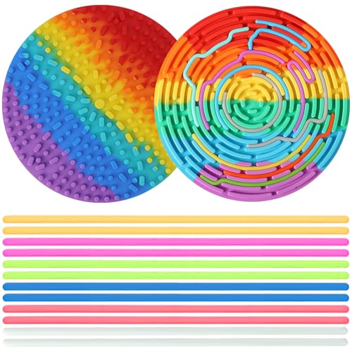 Sinirttou Sensorik Activity Board, Doppelseitiges Sensorisches Spielzeug Board, Sensory Fidget Board, zur Autismus ADHD Kinder ab 3 Jahr & Erwachsene mit Reisetasche & 12 Zubehör Schnüren(Rund,Farbig) von sinirttou