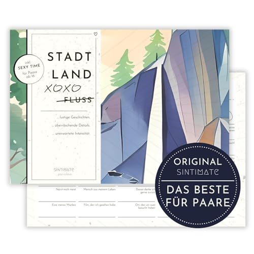 sintimate Stadt Land XOXO – Stadt Land Fluss Spiel für Paare – Lustig, Komplimente, Sexy Time – A5 Block, 50 Blatt von sintimate