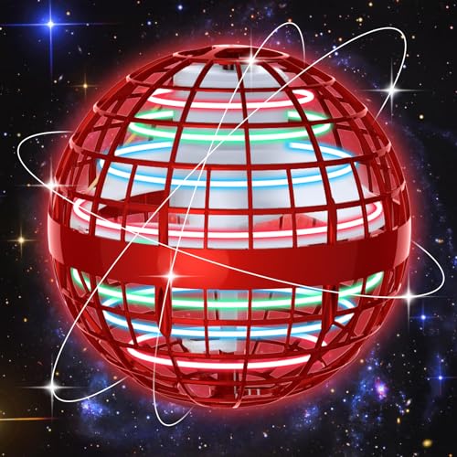 2023 Hover Ball Fliegender Ball, Flying Orb Ball Magische Spinnerin mit LED Licht Drohne für Kinder Boomerang Flugzeuge Spielzeug Geschenke für Jungen Mädchen Indoor Outdoor Fidget UFO,2023 Pro (Rot) von skicare