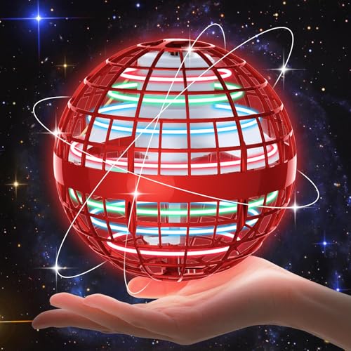 skicare 2025 Hover Ball Fliegender Ball, Flying Orb Ball Magische Spinnerin mit LED Licht Drohne für Kinder Boomerang Flugzeuge Spielzeug Geschenke für Jungen Mädchen Indoor Outdoor Fidget UFO (Rot) von skicare