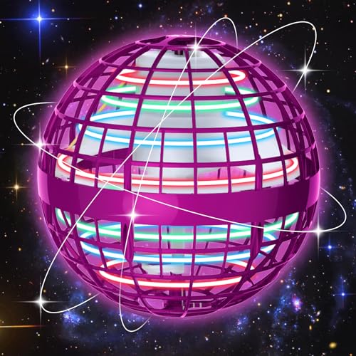 2024 Hover Ball Fliegender Ball, Flying Orb Ball Magische Spinnerin mit LED Licht Drohne für Kinder Boomerang Flugzeuge Spielzeug Geschenke für Jungen Mädchen Indoor Outdoor Fidget UFO,2023 Pro (Pink) von skicare