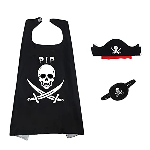 skyllc Halloween Piratenkostüm für Kinder, Piratenmantel Piratenaugenklappe Piratenfilzhut für Kinder, toll für Party von skyllc