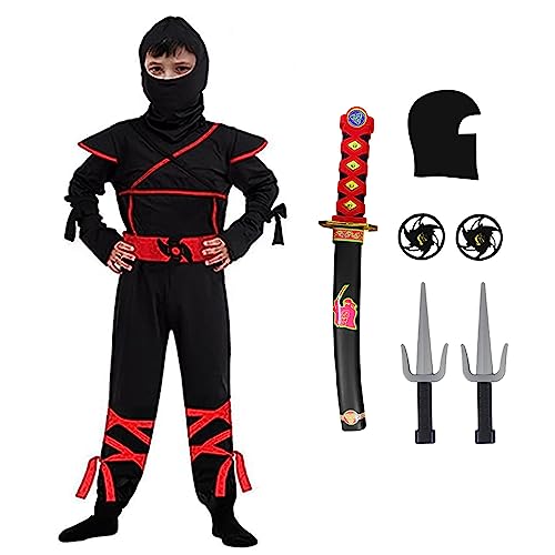 skyllc Ninja Kostüm Kinder, Jungen Ninja Kostüm mit Zubehör für Halloween Weihnachten Karneval Geburtstagsparty, Größe XL skyllc Ninja Kostüm Kinder, Jungen Ninja Kostüm mit Zubehör für Halloween Weihnachten Karneval Geburtstagsparty, Größe XL von skyllc