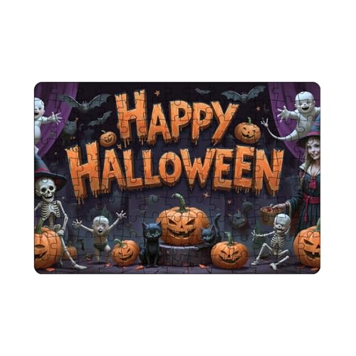 Skyrabbiter Halloween Puzzle, 130 Teile, Halloween-Puzzle für Kinder ab 9 Jahren, mit 130 Teilen im XL-Format, Pädagogisches Lernspielzeug für Kinder, Halloween-Party-Aktivität, 15,2 x 10,3 cm (A) von skyrabbiter