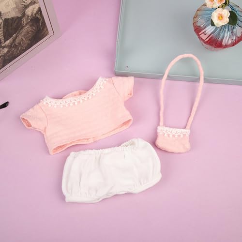 Skyrabbiter Kleidung für 38 cm LaBo Puppe, 3-teilig mit Blumenmuster, Oberteil, Hose und Tasche, DIY Outfit Set mit Hoodie & Anziehzubehör, elastisch & detailreich, Plüschtier-Bekleidung (A) von skyrabbiter