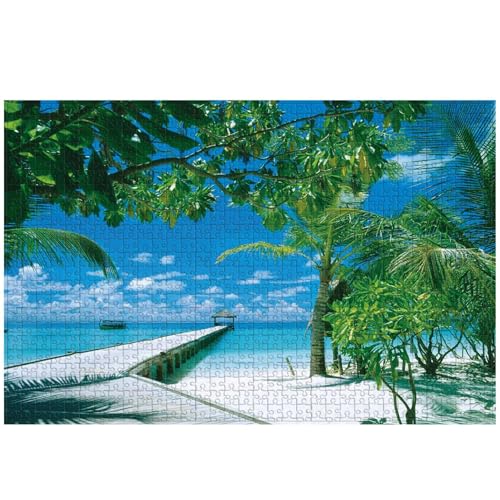 Skyrabbiter Landschafts-Puzzle, 1000 Teile, 70 x 50 cm, Bergdorf am See, Puzzle für Erwachsene und Kinder ab 14 Jahren, Puzzle mit Landschafts-Motiv (B) von skyrabbiter