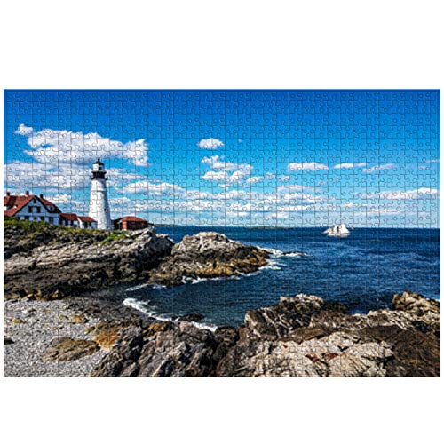 Skyrabbiter Landschafts-Puzzle, 1000 Teile, 70 x 50 cm, Bergdorf am See, Puzzle für Erwachsene und Kinder ab 14 Jahren, Puzzle mit Landschafts-Motiv (C) von skyrabbiter