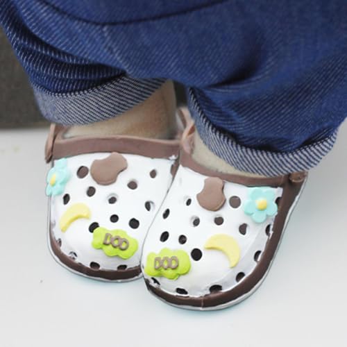 Skyrabbiter Süße Puppenschuhe, Mehrfarbige Mini-Sandalen mit Löchern, Dekorative Blumen, Puppen Ersatzzubehör für Kleidungsoutfits Passend für 15 cm und 17 cm Große Puppen (A) von skyrabbiter
