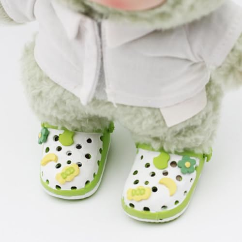 Skyrabbiter Süße Puppenschuhe, Mehrfarbige Mini-Sandalen mit Löchern, Dekorative Blumen, Puppen Ersatzzubehör für Kleidungsoutfits Passend für 15 cm und 17 cm Große Puppen (B) von skyrabbiter