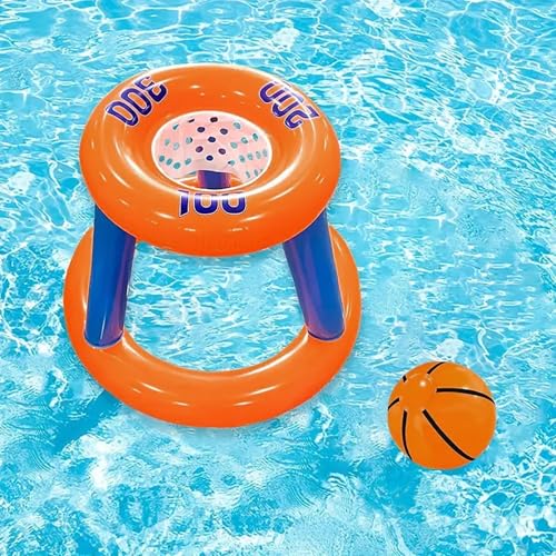 skyrabbiter Aufblasbares Pool-Basketball-Set, Pool Spielzeug für Erwachsene Kinder Wasserspiele Floating Basketball Korb Hoop Wasserspielzeug Basketballkorb Poolzubehör Spaß (A) von skyrabbiter
